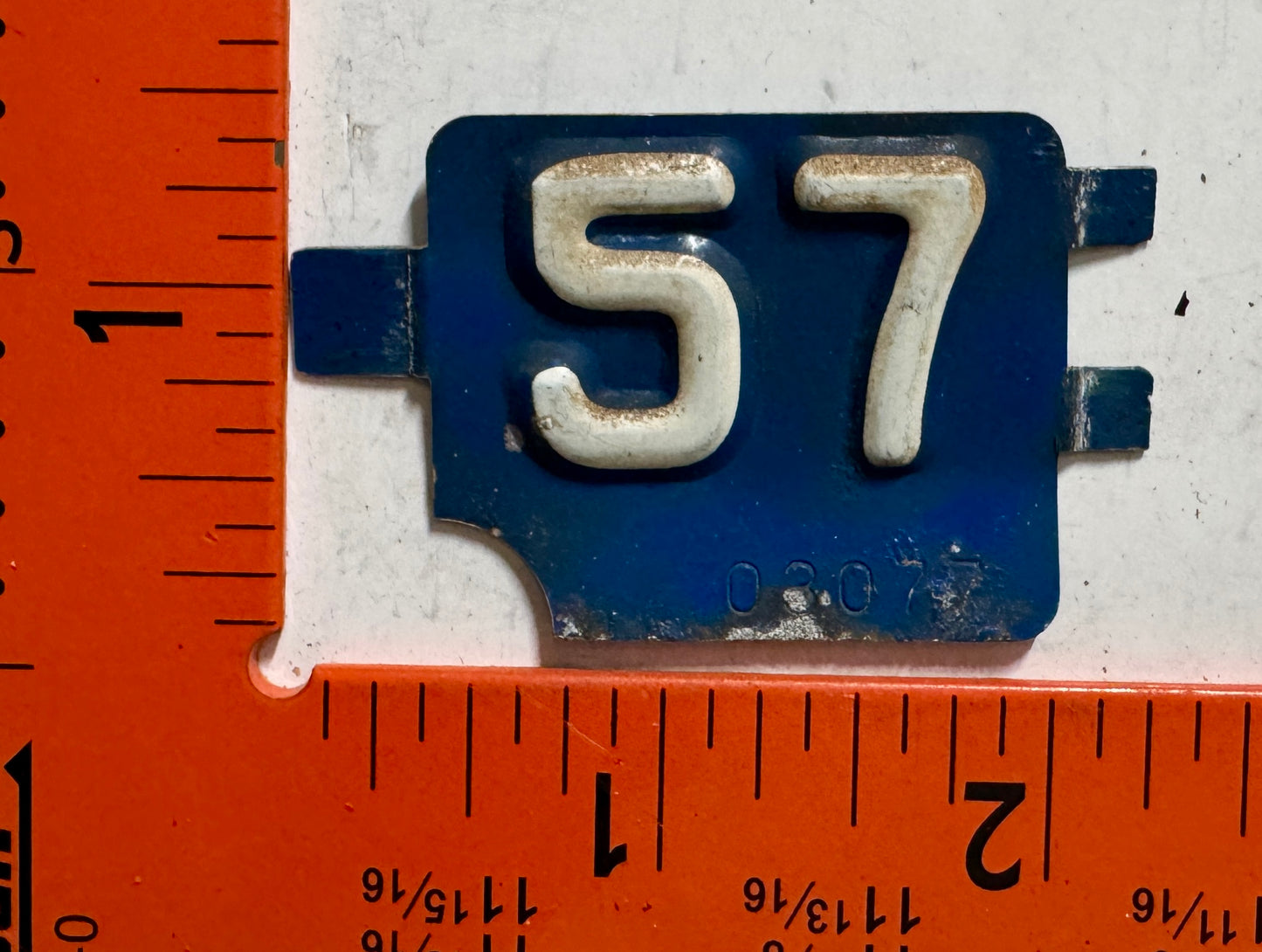 1957 Connecticut #03077 Passenger License Plate Date Tab