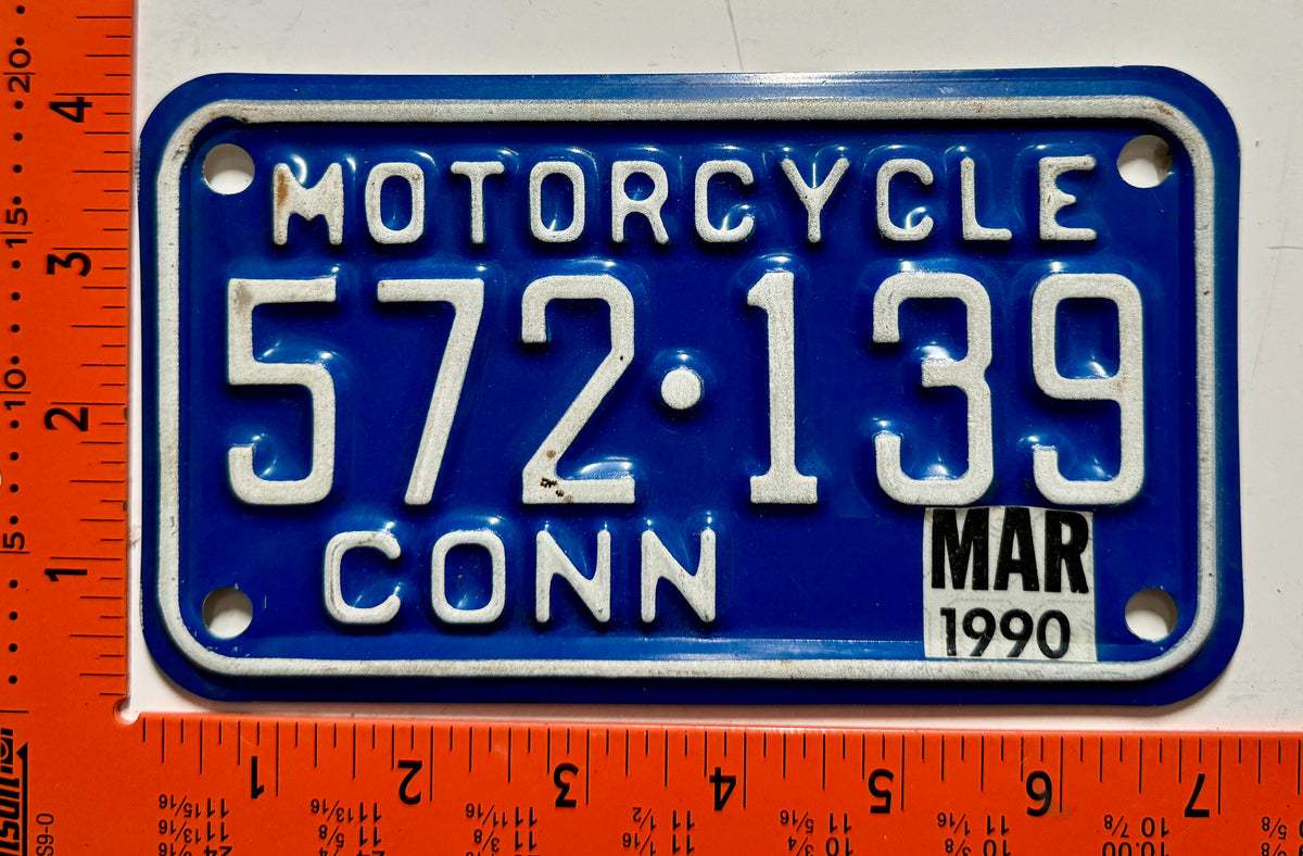 1990 Connecticut #572-139 Motorcycle License Plate