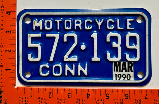 1990 Connecticut #572-139 Motorcycle License Plate