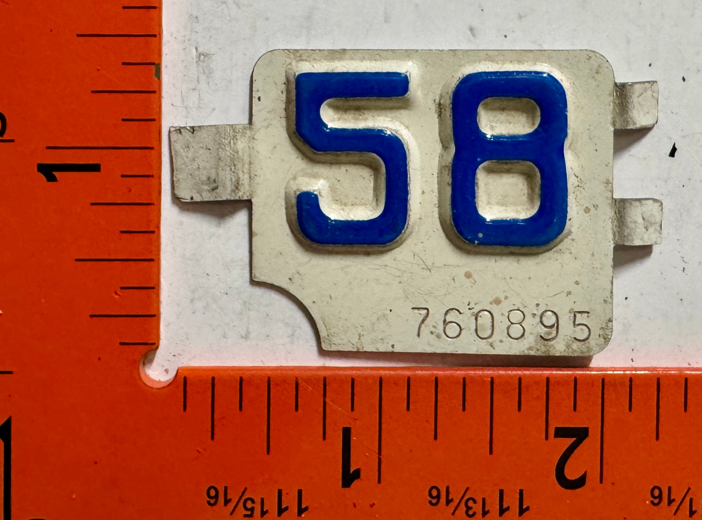 1958 Connecticut #760895 Passenger License Plate Date Tab