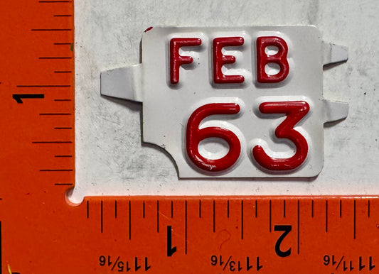 1963 Connecticut Passenger License Plate Date Tab