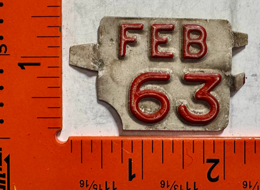1963 Connecticut Passenger License Plate Date Tab