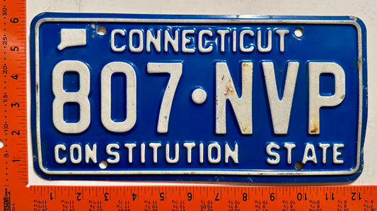 undated Connecticut #807-NVP Passenger License Plate
