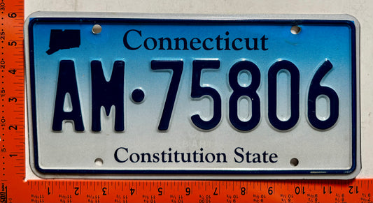 undated Connecticut #AM-75806 Passenger License Plate