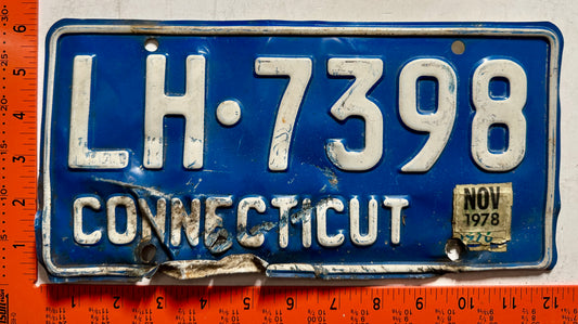 1978 Connecticut #LH-7398 Passenger License Plate (Crafter)