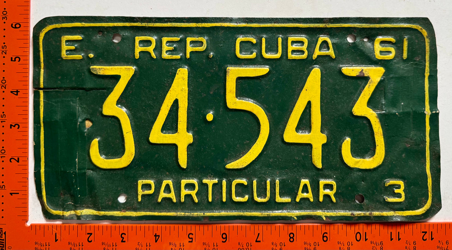 1961 Cuba #34-543 Passenger License Plate
