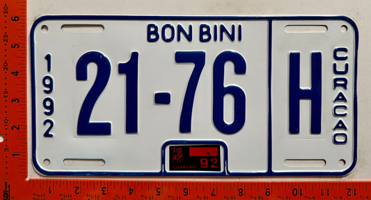 1992 Curacao #21-76 H Passenger License Plate
