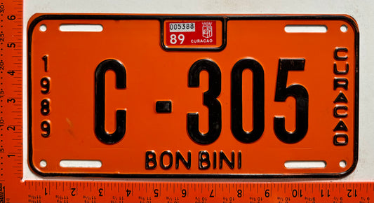 1989 Curacao #C-305 Government License Plate