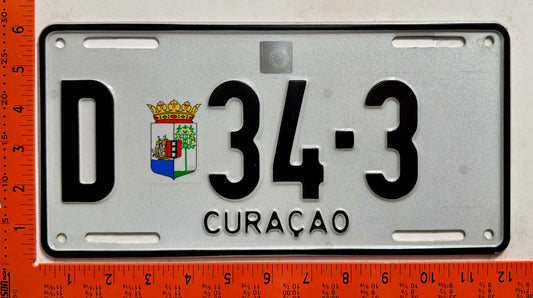 1996 base Curacao #D 34-3 Passenger License Plate