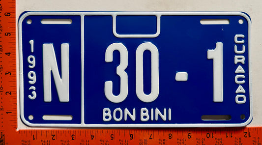 1993 Curacao #N 30-1 Passenger License Plate