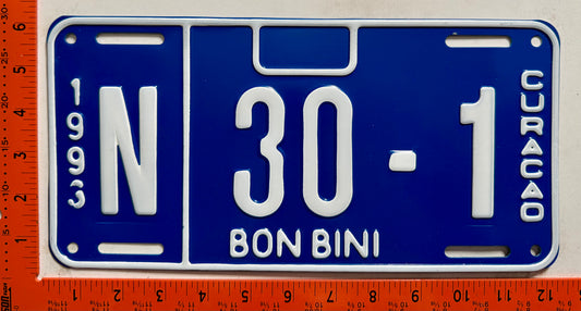 1993 Curacao #N 30-1 Passenger License Plate