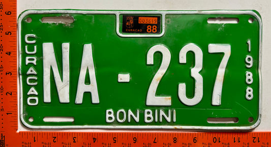 1988 Curacao #NA-237 Government License Plate
