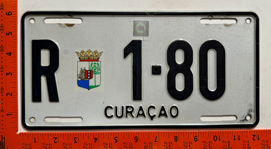 1996 base Curacao #R 1-80 Rental License Plate