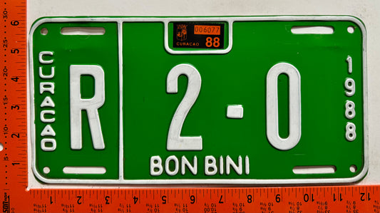 1988 Curacao #R 2-04 Rental License Plate