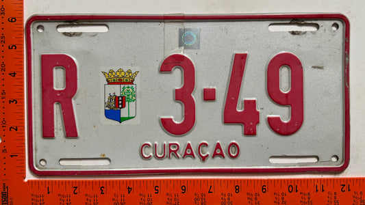 1996 base Curacao #R 3-49 Rental License Plate