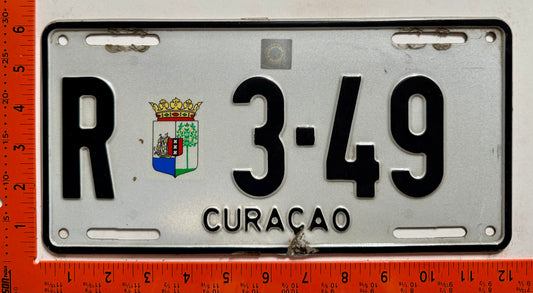 1996 base Curacao #R 3-49 Rental License Plate