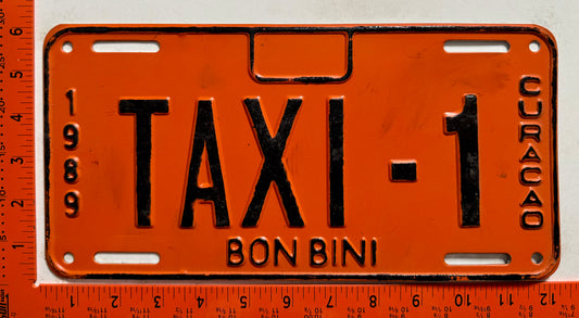 1989 Curacao #TAXI-1 Prototype License Plate