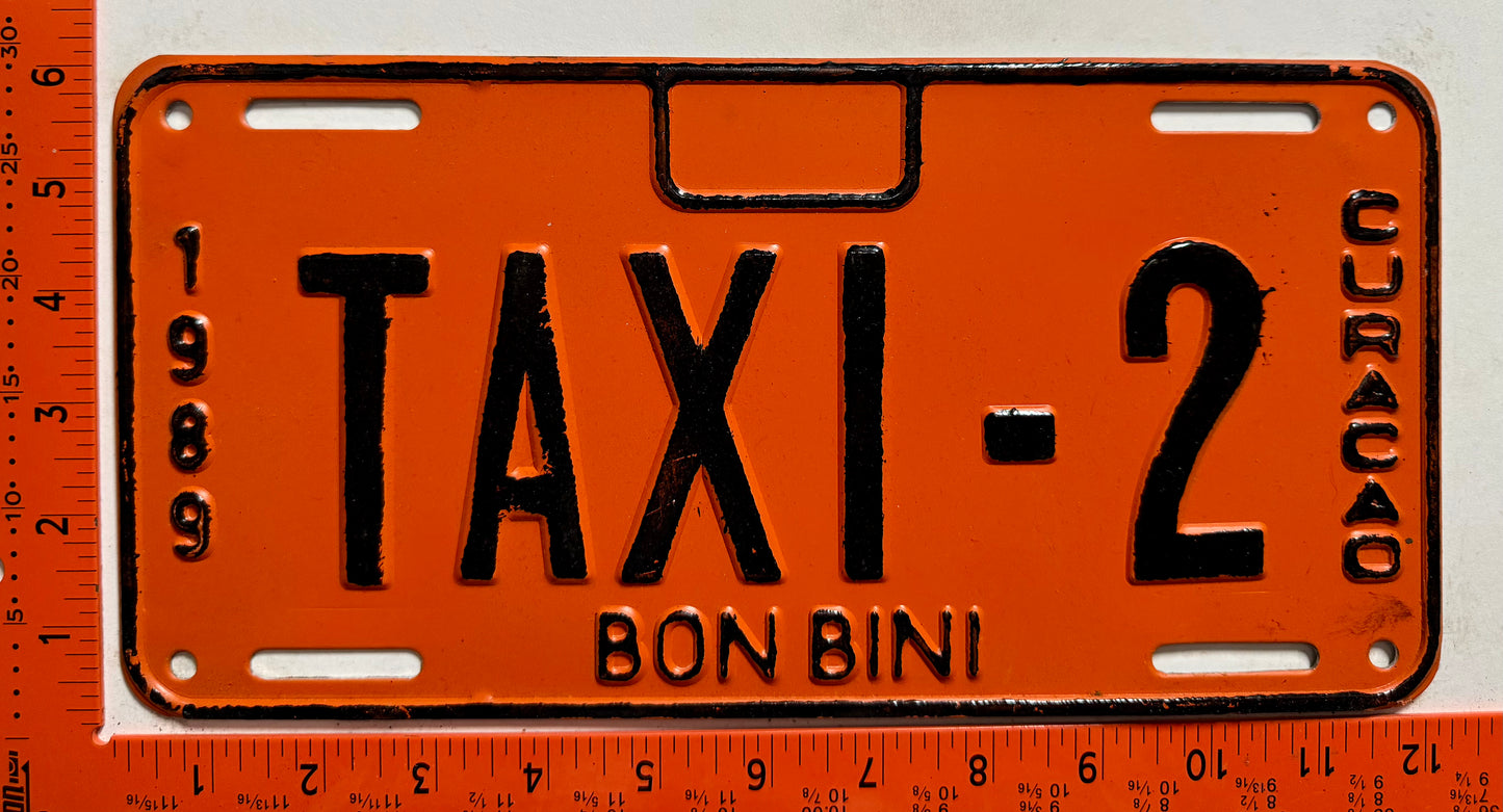 1989 Curacao #TAXI-2 Prototype License Plate