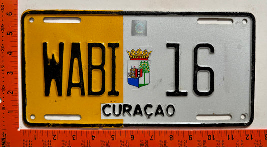 undated Curacao #WABI 16 Antique Vehicle Prototype License Plate