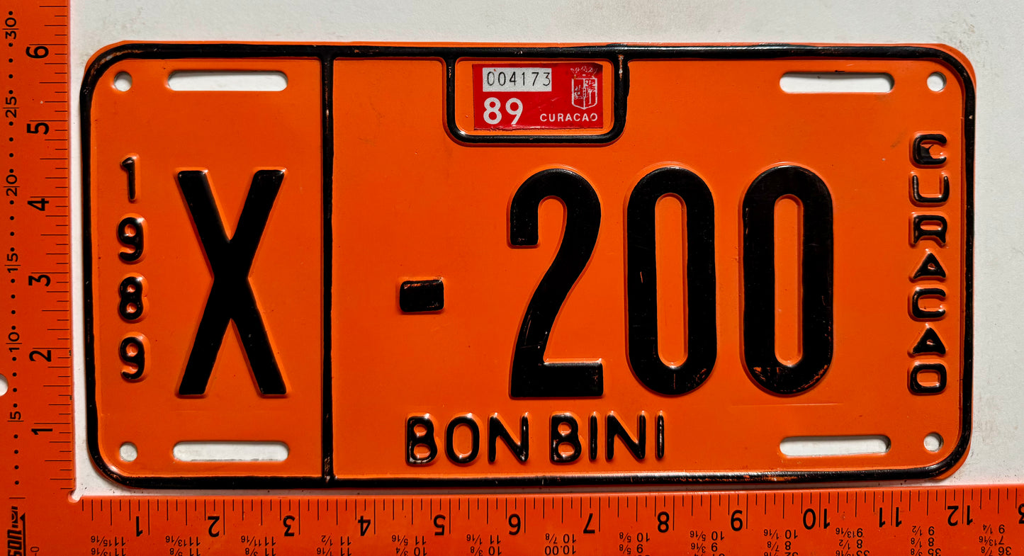 1989 Curacao #X-200 Commercial Error License Plate
