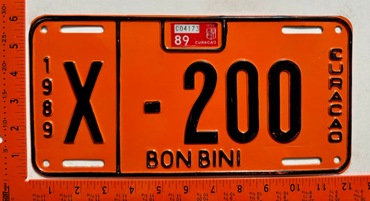1989 Curacao #X-200 Commercial Error License Plate
