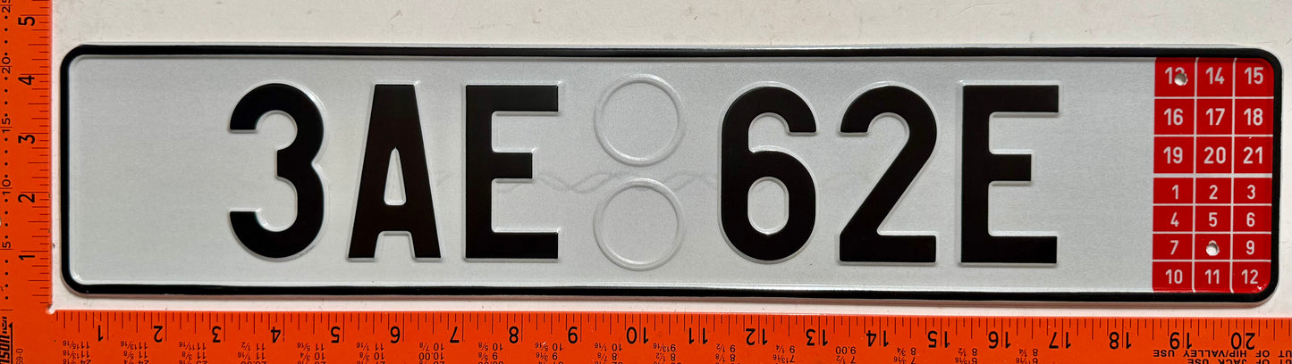 2013 Czechia #3AE 62E Temporary License Plate