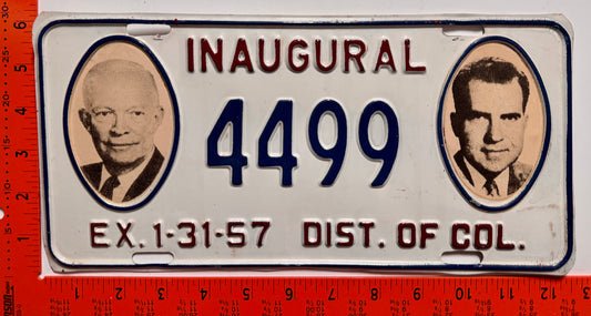 1957 Washington, DC #4499 Presidential Inaugural License Plate