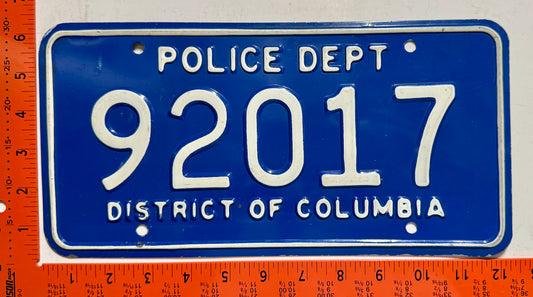 1992 Washington, DC #92017 Police License Plate