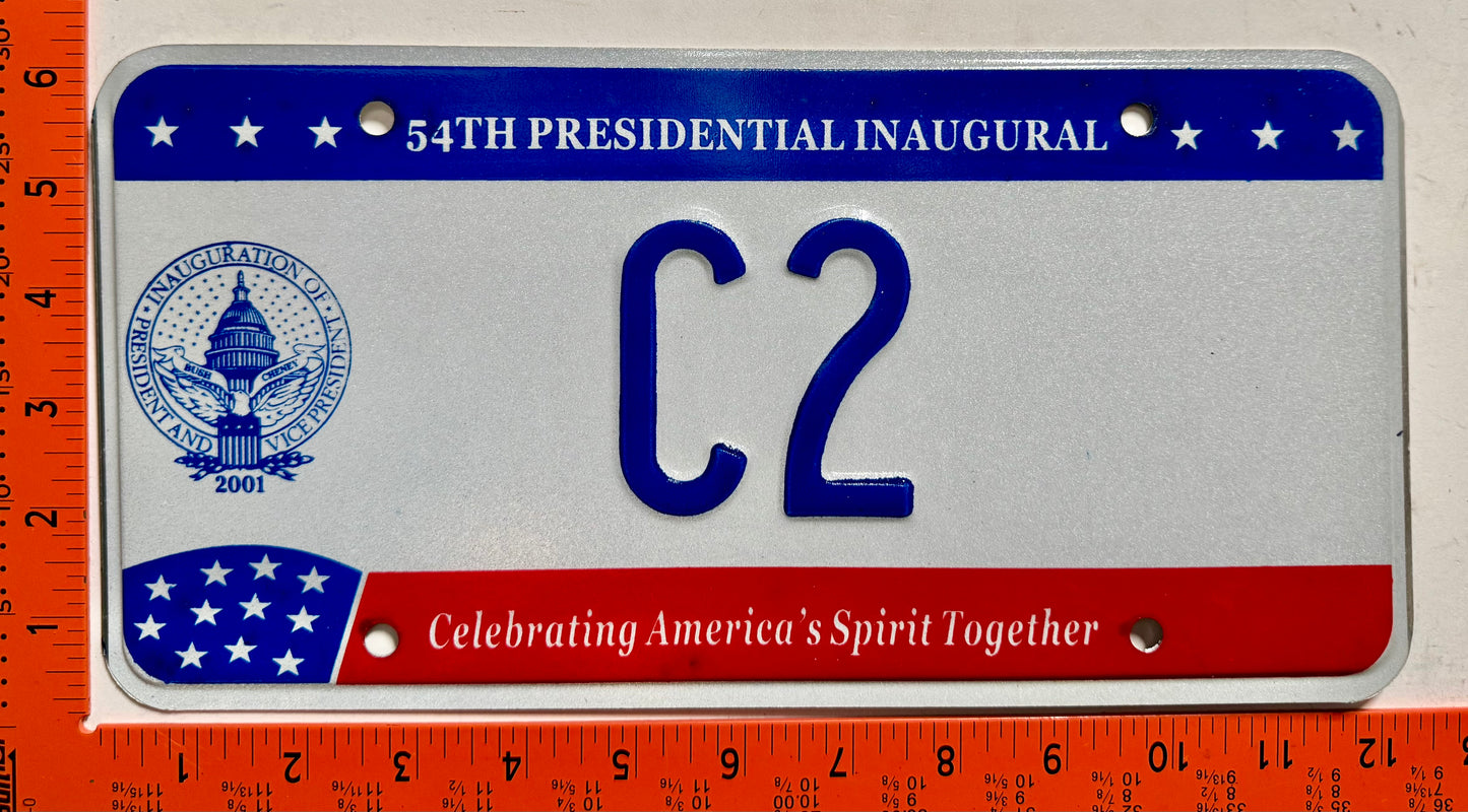 2001 Washington, DC #C2 Presidential Inaugural License Plate
