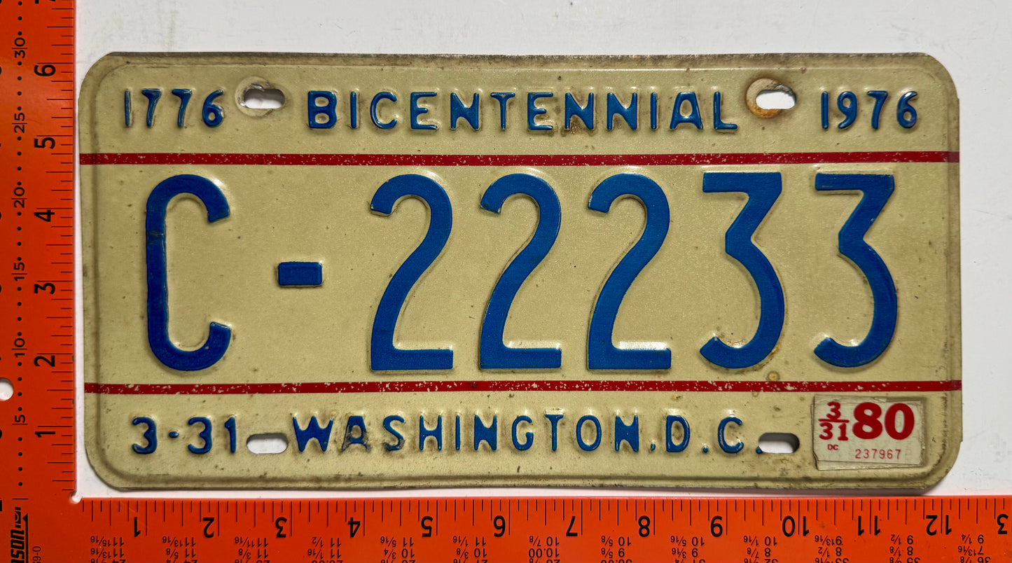 1980 Washington, DC #C-22233 Commercial License Plate