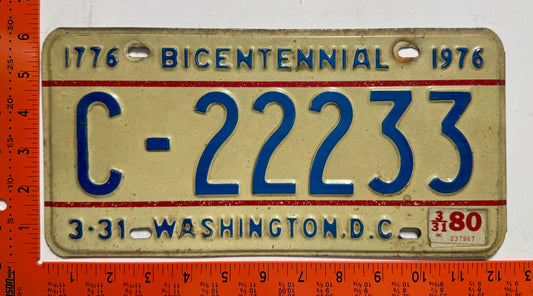 1980 Washington, DC #C-22233 Commercial License Plate