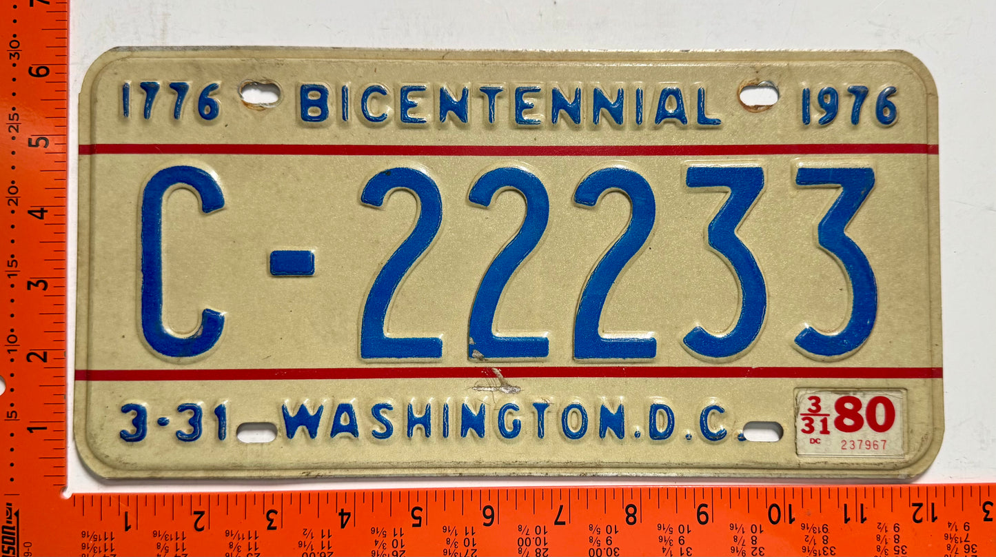 1980 Washington, DC #C-22233 Commercial License Plate