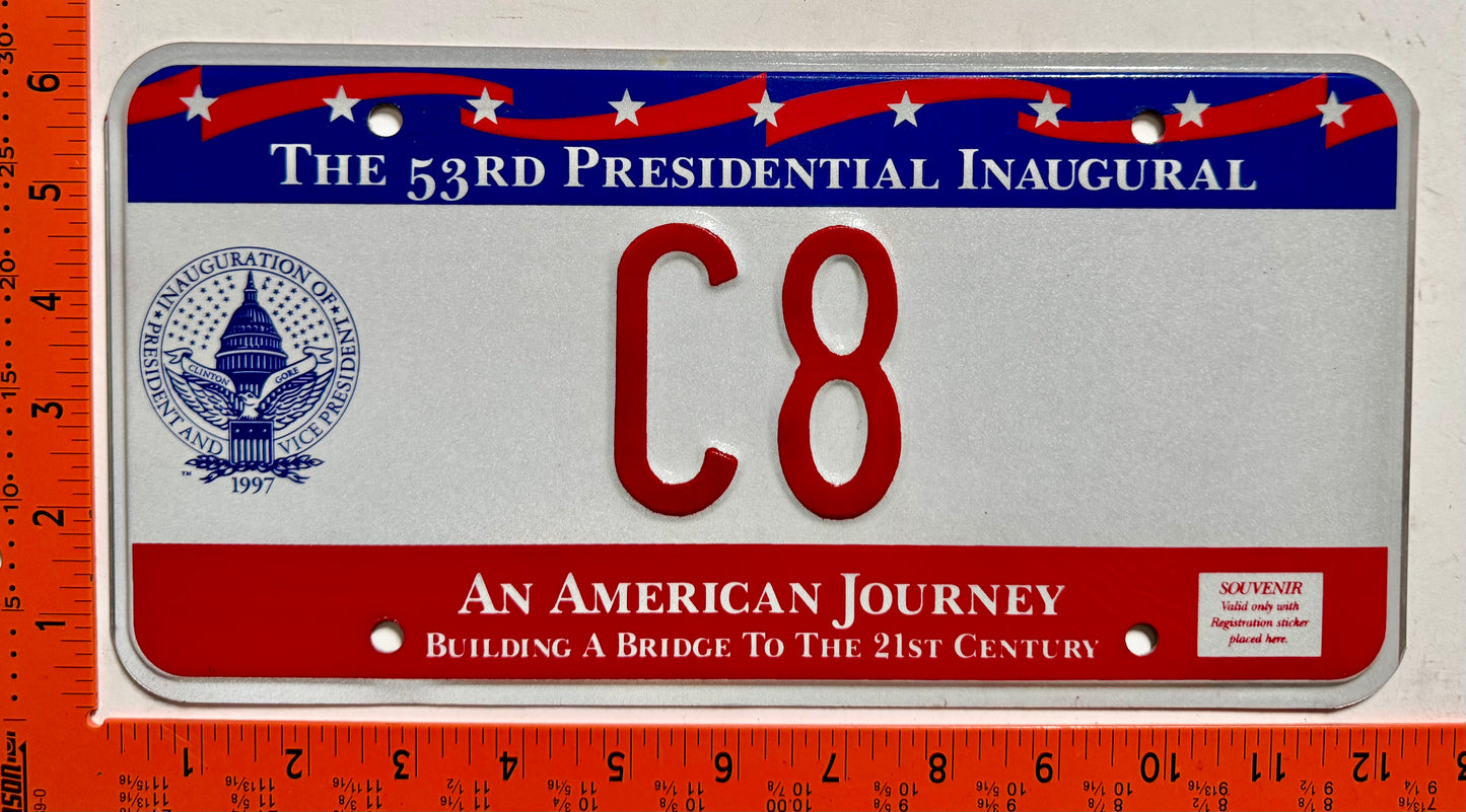 1997 Washington, DC #C8 Presidential Inaugural License Plate