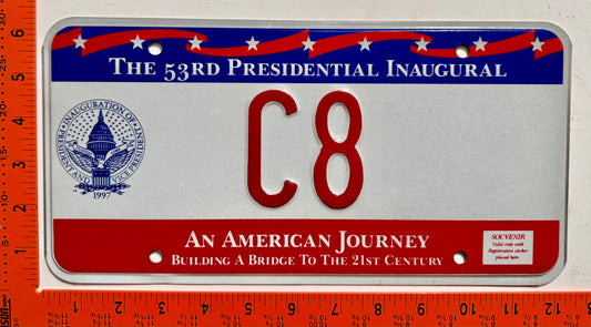 1997 Washington, DC #C8 Presidential Inaugural License Plate