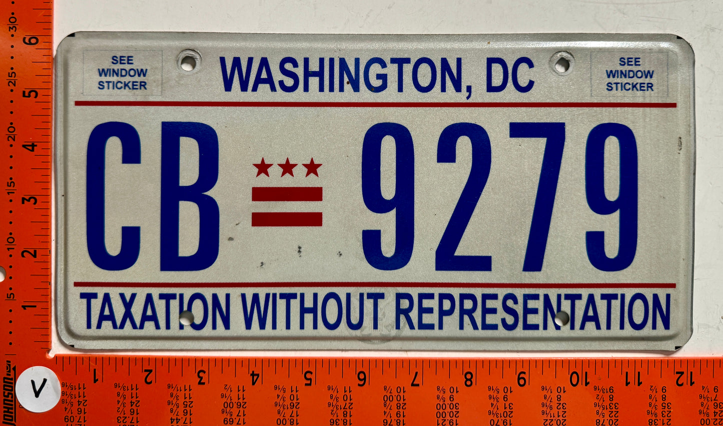 undated Washington, DC #CB 9279 Passenger License Plate