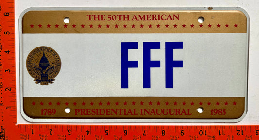 1985 Washington, DC #FFF Presidential Inaugural License Plate