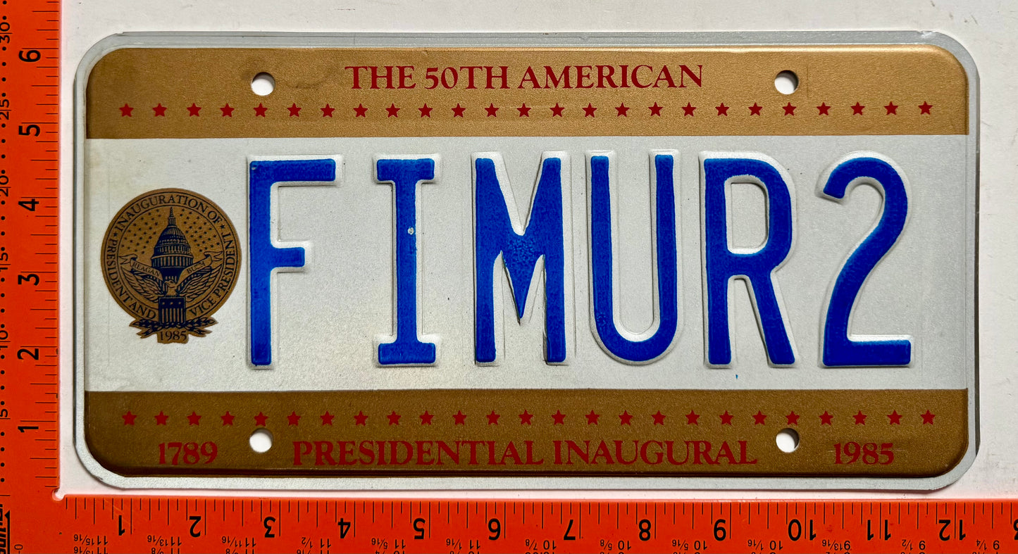 1985 Washington, DC #FIMUR2 Presidential Inaugural License Plate
