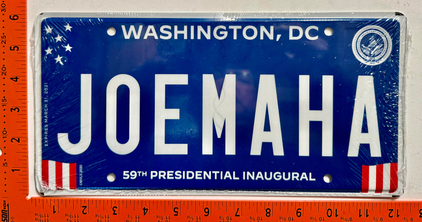 2021 Washington, DC #JOEMAHA Presidential Inaugural License Plate