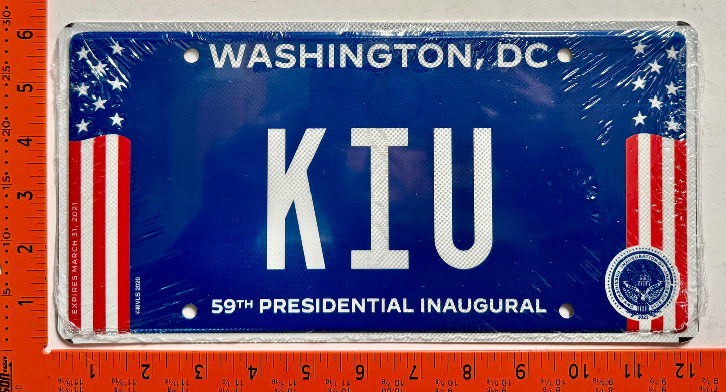 2021 Washington, DC #KIU Presidential Inaugural License Plate