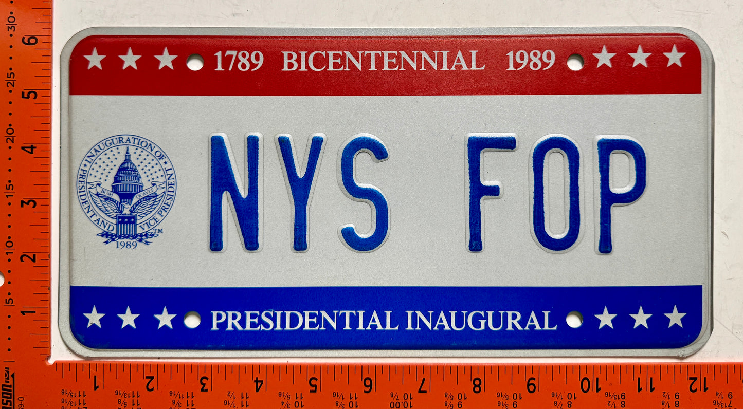 1989 Washington, DC #NYS FOP Inaugural Vanity License Plate