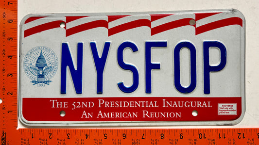 1993 Washington, DC #NYSFOP Inaugural Vanity License Plate