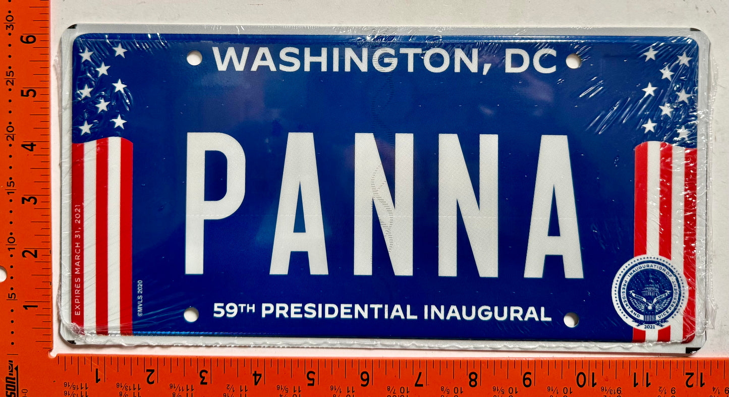 2021 Washington, DC #PANNA Presidential Inaugural License Plate