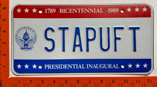 1989 Washington, DC #STAPUFT Presidential Inaugural License Plate