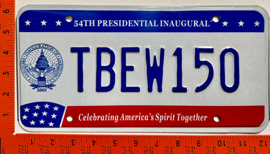2001 Washington, DC #TBEW150 Presidential Inaugural License Plate
