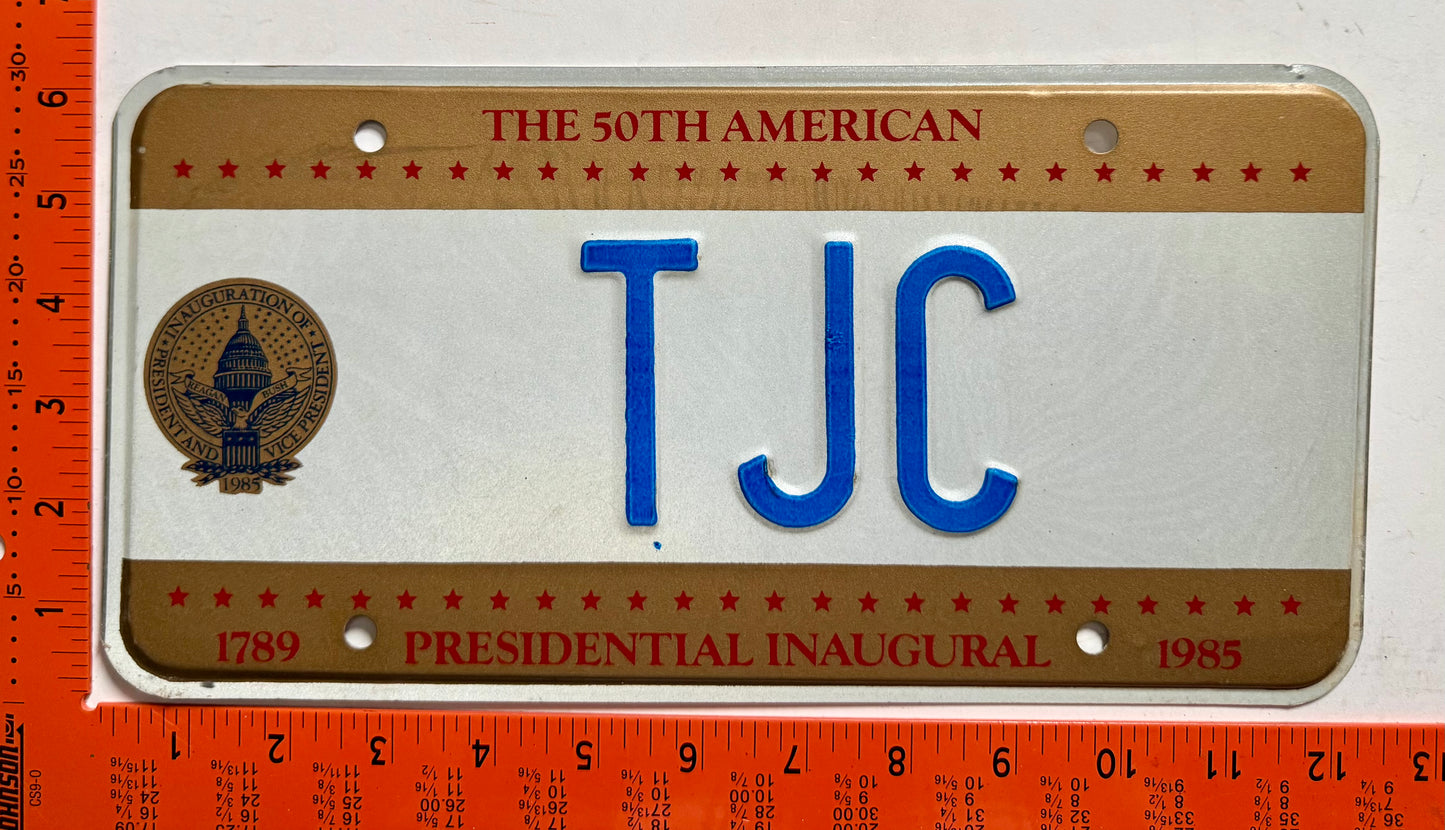 1985 Washington, DC #TJC Presidential Inaugural License Plate