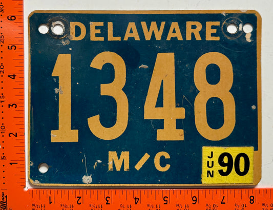 1990 Delaware #1348 Motorcycle License Plate