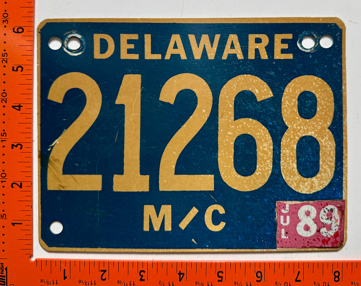 1989 Delaware #21268 Motorcycle License Plate