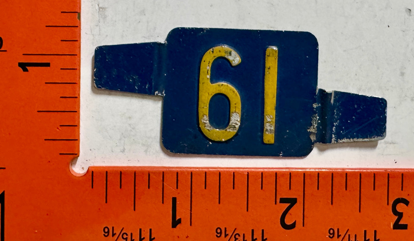 1961 Delaware Passenger License Plate Date Tab