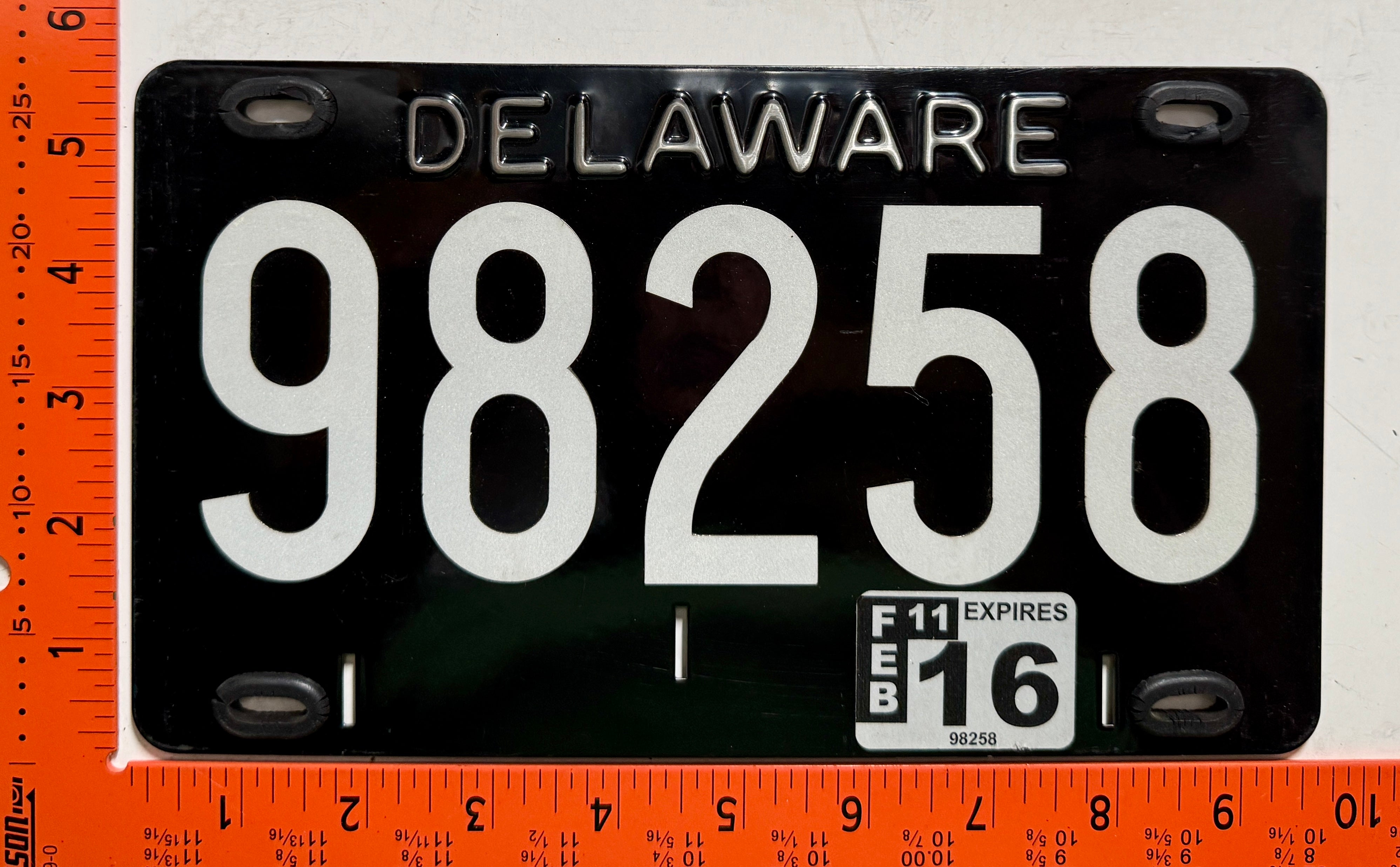 License Pl 2016 Delaware #98258 Authorized Reproduction Passenger License Plate ...