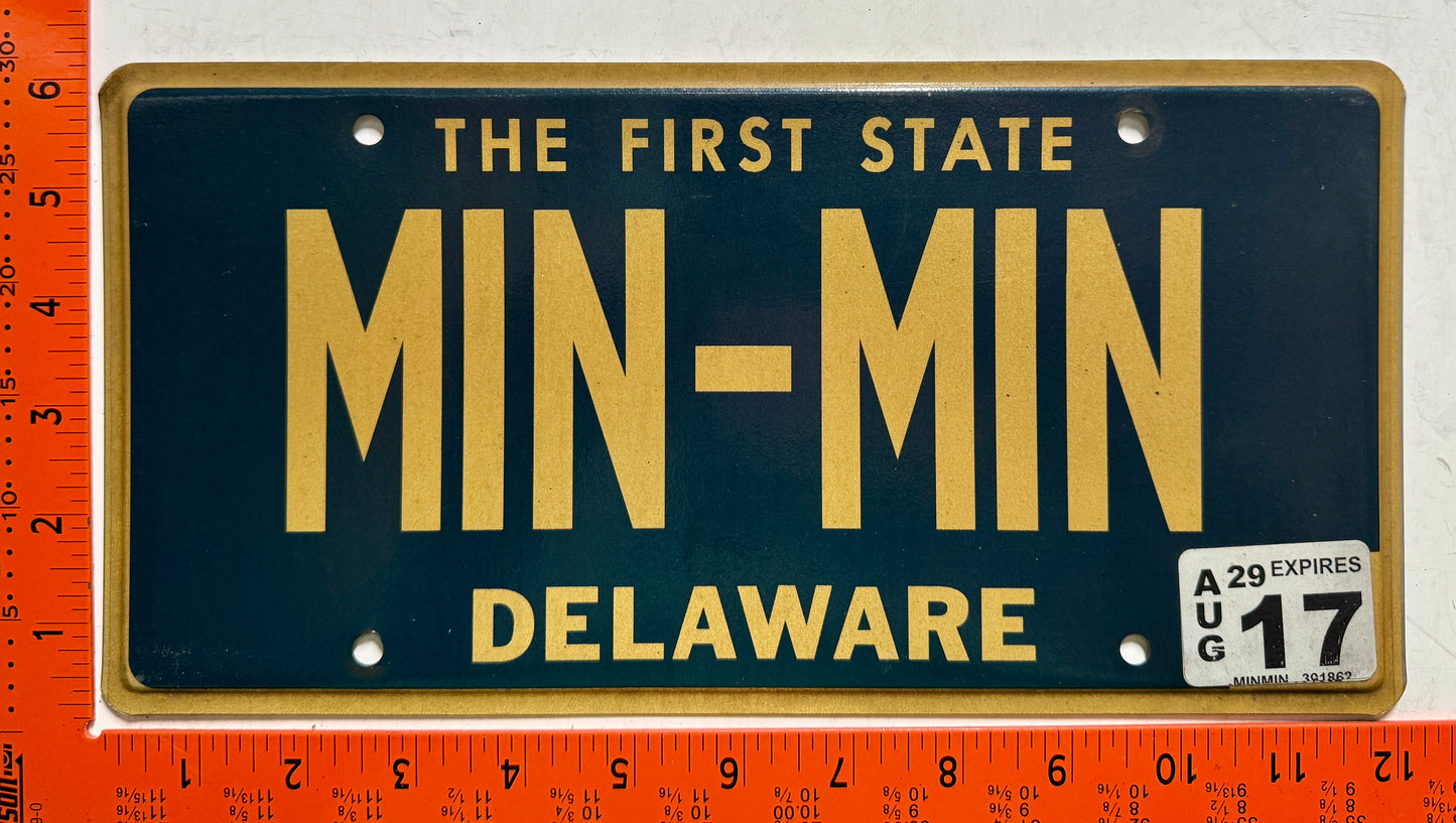 2017 Delaware #MIN MIN Passenger Vanity License Plate